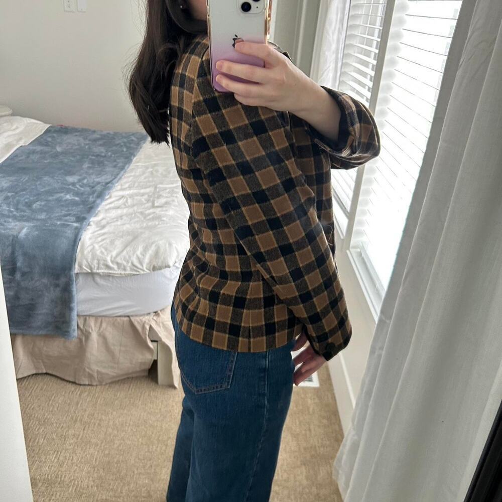 Vintage CHAUS 100% wool/ lamswool brown/black plaid blazer sz 8 - Picture 4 of 8